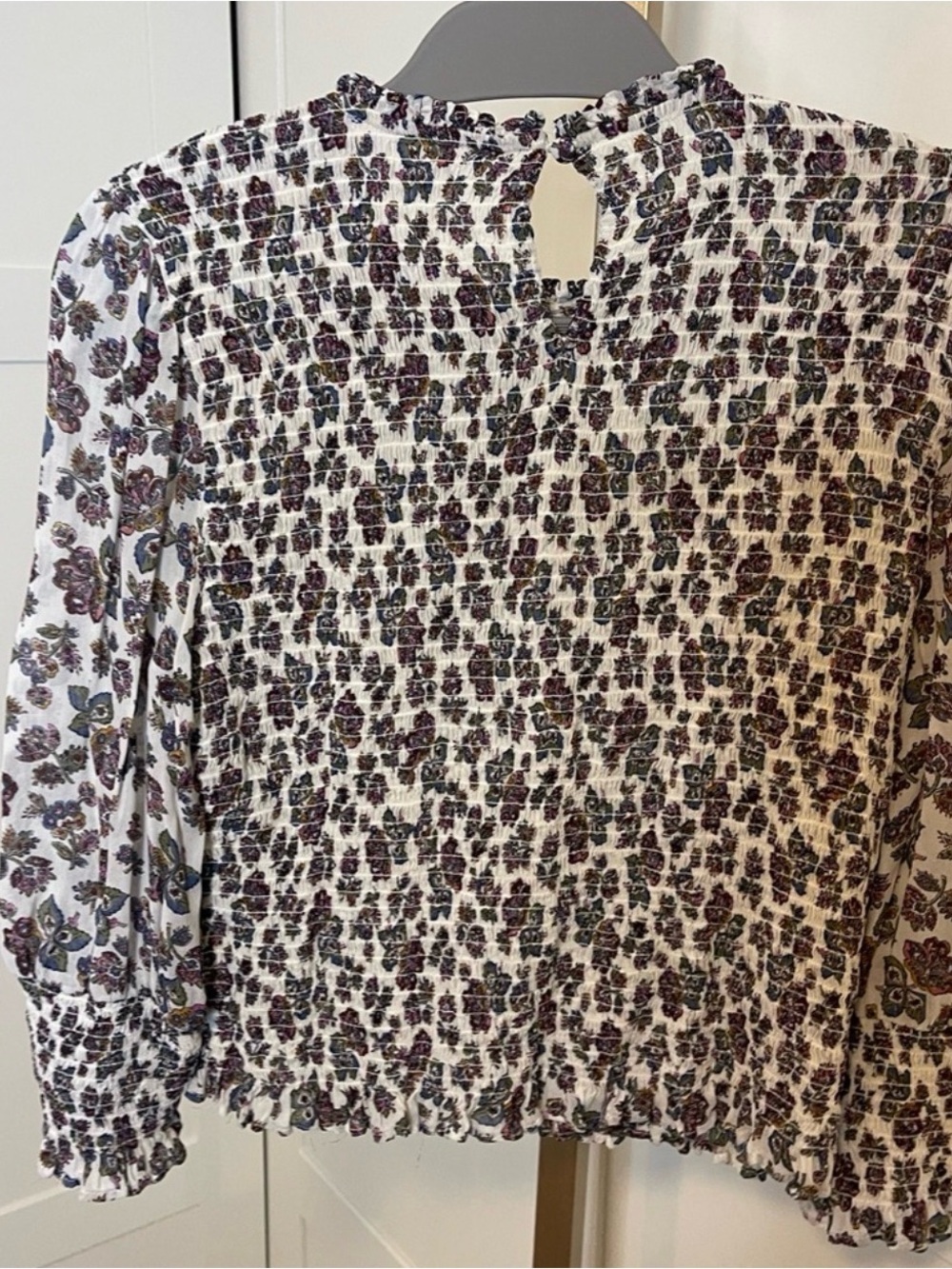 Veronica Beard Kali Cream Floral Smocked Blouse - Picture 6 of 6